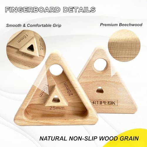 Portable Hangboard Rock Climbing, 2 pack Triangular Wooden Climbing Fingerboard with 3 Multi-Depth Pockets, Finger Strength, Arm Workout & Pull-up Training