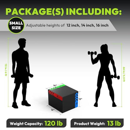 3-in-1 Plyo Box – Plyometric Jump Box with Durable High-Density Foam Core and Non-Slip Surface for Box Jumps, Squats, and Home Gym Workouts - style: Heavy Foam-12x14x16 inch (13lb)