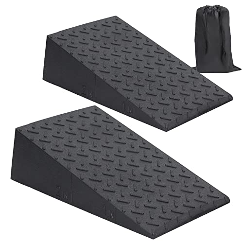 Squat Wedge for Easier Squats: 2-Pack Non-Slip Blocks with Guides | Improve Knees Ankles Mobility for Split Squats Weightlifting Deadlitf Fitness Enthusiasts Home Exercisers Daily Workout