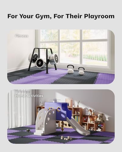 AIRHOP Upgraded 0.79" Extra Thick 48 Sq Ft High-Density Eva Foam Exercise Gym Mats, 12 Pcs Large Interlocking Puzzle Floor Tiles (24"x24") for Home Gym