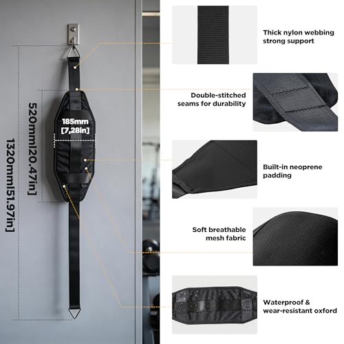 Black Wall Mounted Pull Up Bar with Hanging Ab Straps, Home Gym Equipment