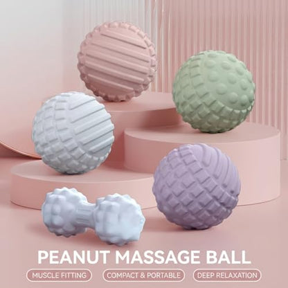 Fascia Massage Ball, TPR Trigger Point Ball & Peanut Ball for Men Women Muscle Relief Yoga Fitness ([Pink] 4.5cm) - color: [Pink] 4.5cm