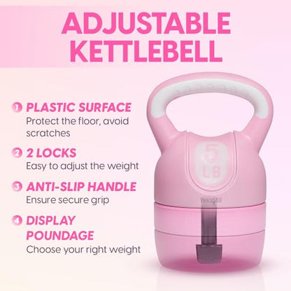 Yes4All Kettlebell Sets - Adjustable Kettlebell Set for Strength Training - Kettlebells Adjustable Weight for Versatile Workouts - color: C. Pink, style: A. Single