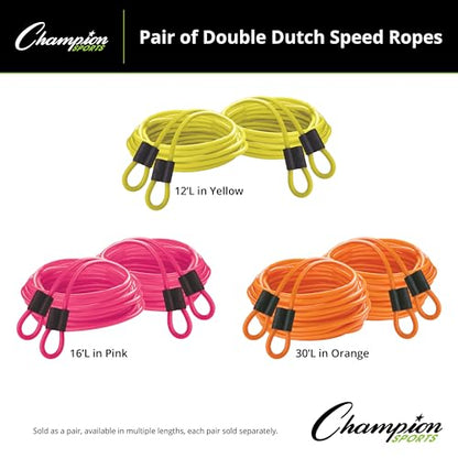 Champion Sports Double Dutch Speed Rope – Durable Vinyl Jump Rope for Fitness & Training, Multiple Lengths