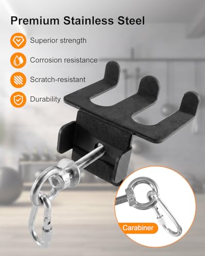 2-in-1 Olympic Barbell Holder Compatible with 2x2 2x3 Power Rack, Heavy Duty Barbell Storage with Resistance Band Anchor, Steel Bar Hanger for 5/8-1 Inch Holes - size: 3x3 Power Rack