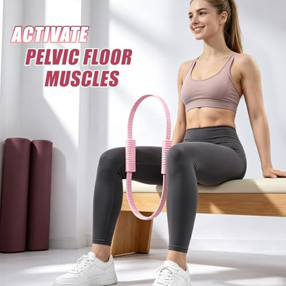 Pilates Kit for Women, 13.7in Silicone Pilates Ring with 5 Resistance Bands, 1 Pilates Ball, 1 Pilates Block, 2 Core Sliders, Video Guide for Full Body Home Workouts