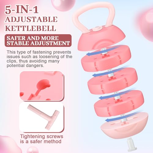 Adjustable Water Filled Kettlebell 5/8/13/17/22 lb Water Filled Kettlebells Weights Set for Home Gym, Kettle Bell Sets for Women at Home and Cross-training Exercise - color: Pink