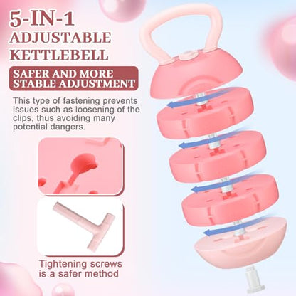 Adjustable Water Filled Kettlebell 5/8/13/17/22 lb Water Filled Kettlebells Weights Set for Home Gym, Kettle Bell Sets for Women at Home and Cross-training Exercise - color: Pink