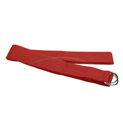 Yoga Strap – Sturdy Cotton Exercise Straps 6FT Straps - Adjustable D-Ring Buckle Gives Stretching Flexibility For Yoga Stretching & General Fitness Physical Therapy Pilates Gym Workouts - color: red