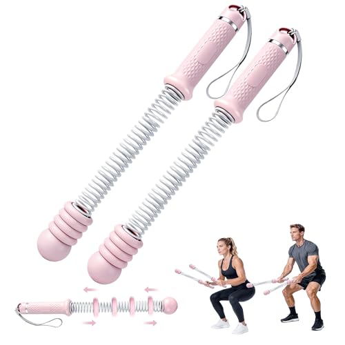 2PCS Weighted Ropeless Battle Ropes for Home Gym for Men & Women, Heavy Duty Cordless Battle Rope with Storage Bag, Strength & Low-Impact Cardio for HIIT Workouts, Cardio & Muscle Training-Pink