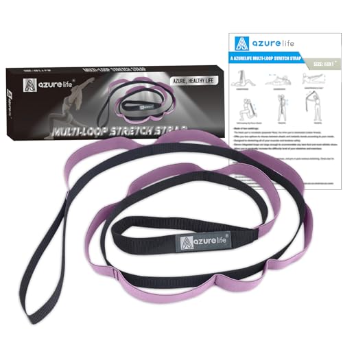 Half-Elastic Stretch Straps with 11 Loops, Stretching Strap for Physical Therapy, Multi-Loop Yoga Strap Fitness Exercise Strap for Yoga, Pilates, Dance, Flexibility&Exercise - color: Half Elastic-Purple