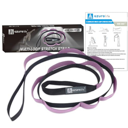 Half-Elastic Stretch Straps with 11 Loops, Stretching Strap for Physical Therapy, Multi-Loop Yoga Strap Fitness Exercise Strap for Yoga, Pilates, Dance, Flexibility&Exercise - color: Half Elastic-Purple