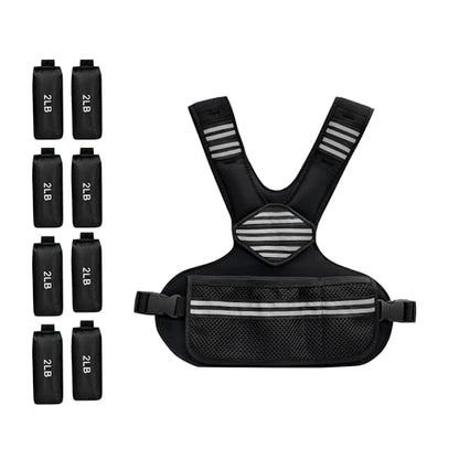 Adjustable Weighted Vest for Men Women, Removable Ironsand Bags Weighted Training Vest with Reflective Strips, v-Neck, Adjustable Waist Belt & Pocket, for Running Workout Fitness Strength Training