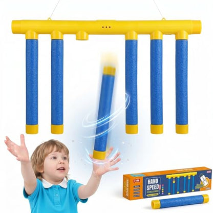 Catching Sticks Game, Drop Sticks Game, 3-Speed Adjustable Hand Eye Coordination Reaction Training Toy, Hand Speed Challenge for Kids and Adults (Blue)