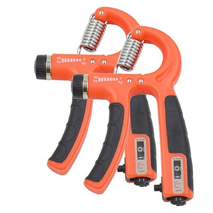 2 Pack Hand Grip Strength Trainer for Muscle Building with Counter, Adjustable Resistance 10-130 lbs, Wrist Forearm Strengthener Finger Strengthener - color: Orange