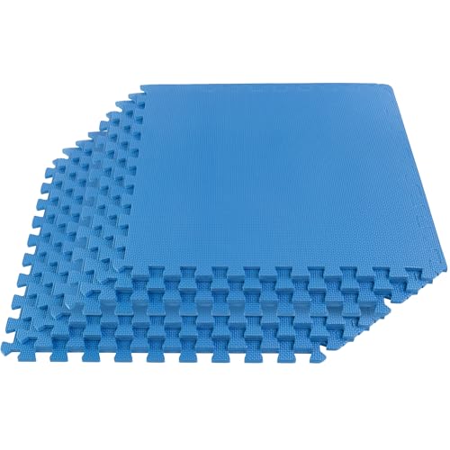 EVA Foam Mat Tiles 8-Pack - 32 SQ FT of Interlocking Padding for Garage, Playroom, or Gym Flooring - Exercise Mat or Playmat by Stalwart (Blue) - color: Blue