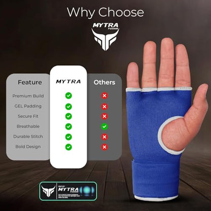 Mytra Fusion Gel Padded Inner Gloves Boxing Hand Wraps for Kids, Boxing Wraps with 80 cm Long Wrist Strap for MMA, Kickboxing, Punching, Martial Arts & Muay Thai Hand Wraps - color: Blue