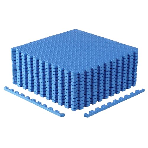 CAP Puzzle Exercise Mats | 3/4” Thick EVA Interlocking Foam Tiles for Home Gym Flooring | Multiple Options - color: Diamond - Blue, style: 12 Tiles (48 SQ FT)