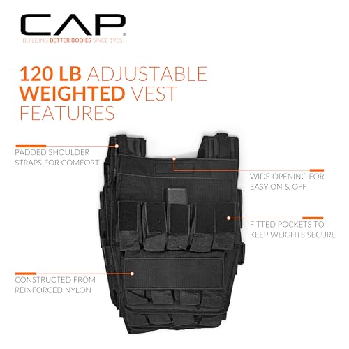 CAP Adjustable Weighted Vest 20–150 lbs for Strength Training, Running & Workouts, Weight Vest for Men & Women, Fitness Training Vest - style: 120lbs