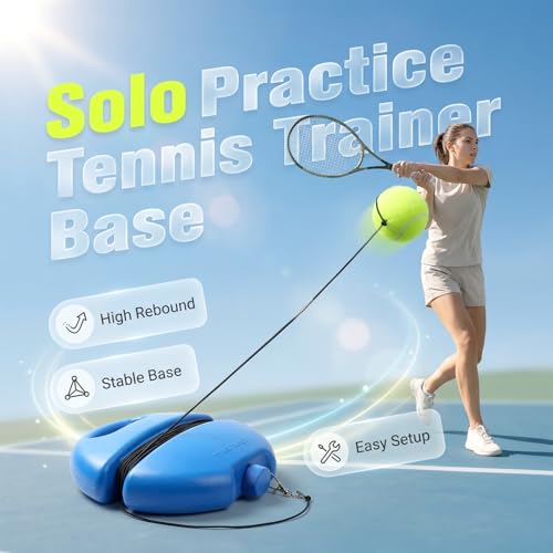 Tennis Ball Training Baseboard, Tennis Trainer Rebound Ball with String, Solo Tennis Practice Rebounder for Backyard, Court,Garage, Self Tennis Training Equipment Set for Adult,Beginner