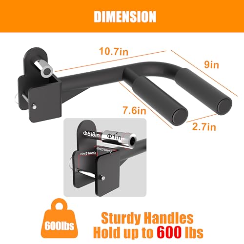 Muti-Grip Dip Bars Attachment for Power Cage with 5/8" or 1" Hole, Non-Slip Wide & Narrow Grip Dips Double Handles, 600 lbs Capacity, Squat Rack Attachment for Dips, Inverted Rows, Push-Ups