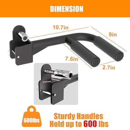 Muti-Grip Dip Bars Attachment for Power Cage with 5/8" or 1" Hole, Non-Slip Wide & Narrow Grip Dips Double Handles, 600 lbs Capacity, Squat Rack Attachment for Dips, Inverted Rows, Push-Ups