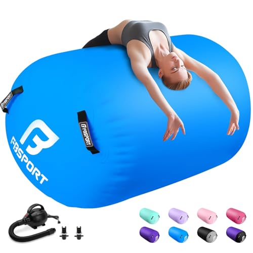 FBSPORT Air Roller Gymnastics Barrel, Inflatable Gymnastics Air Roller Inflatable Air Gymnastics Mat for Yoga Cheerleading Training Home Outdoor Indoor Use - color: Air Roller-Light Blue, size: Mat: None | Roller: 47.24in x 29.5in