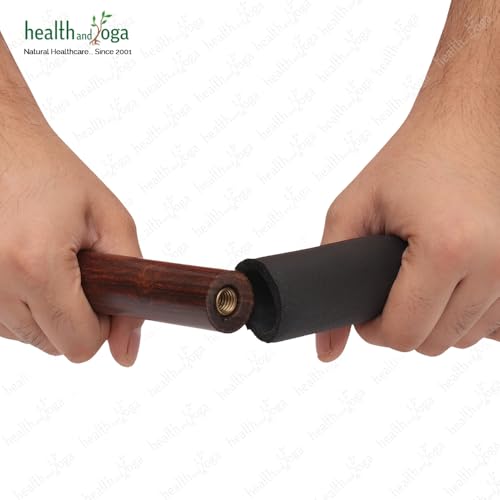 HealthAndYoga™ StretchNHeal Collapsible Multi-Use Wooden Yoga Stick - Regular and XL - Portable Posture Corrector Pole, Stretch Mobility Stick, Physical Workout Exercise Dowel - size: Regular - 26" with Sleeve
