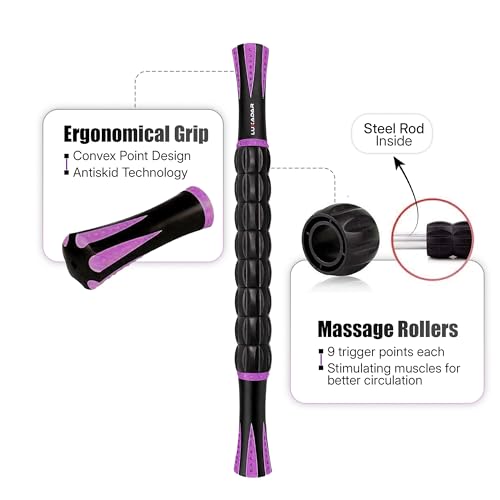 Post Liposuction Massager Stick, Lymphatic Drainage Massager, Post Lipo Surgery, Quality Material, Ridges & Grooves, Post-Op Recovery, Leg Cramps, Ideal Liposuction Recovery Supplies, Luxadar (Purple)