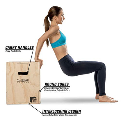 GoSports Fitness 3-in-1 Plyo Jump Box - Small, Standard, or XL - Launch Box Exercises for All Skill Levels