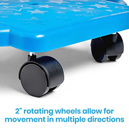 hand2mind Blue Indoor Scooter Board with Handles, Sit Down Floor Scooter, Gym Activities for Kids, Indoor Sport Recess Games, Physical Education Equipment, Gross Motor Toys