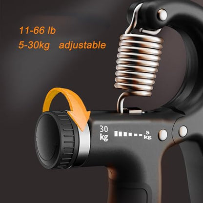 Strengthener Hand Grip for Kid Boys Girls Teenager Strength Trainer Number Counter Forearm Finger Wrist Gripper Exerciser 5-30kg Adjustable Stretcher Squeezer Workout - color: Black
