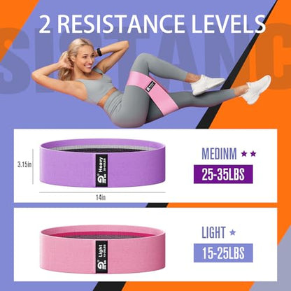 Booty & Resistance Bands – 3 Level Non-Slip Fabric Exercise Bands for Legs & Glutes, Women & Men, Squats, Hip Thigh Training, Yoga, Pilates, Home Workout - color: Pink - Purple