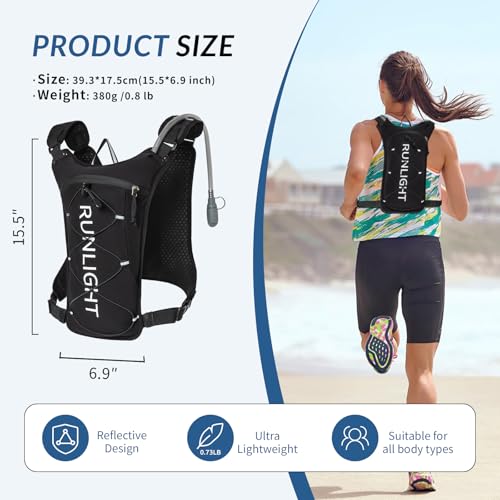 Running Vest,Lightweight Adjustable Chest Pack with Pistol Holster, Pack with 1.5L Water Bladder, Reflective Running Hydration Vest