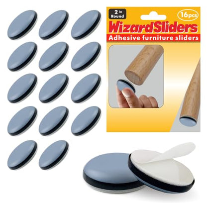 16 PCS PTFE(Teflon) 2 inch Furniture Glides Sliders, Furniture Sliders for Carpeted & Hardwood Floors, Self-Adhesive Floor Protector Pads,Furniture Feet Protectors - size: 2 inch(16pcs)