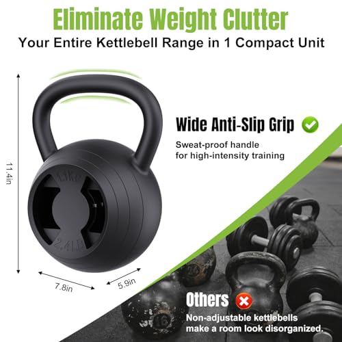 Hezeyferg 2-in-1 Adjustable Kettlebell, 15-45 LB Kettlebells Weight Set with Wide Grip, 4.8-30 LB Dumbbell Weights for Home Gym Strength Training - color: Black