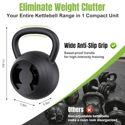 Hezeyferg 2-in-1 Adjustable Kettlebell, 15-45 LB Kettlebells Weight Set with Wide Grip, 4.8-30 LB Dumbbell Weights for Home Gym Strength Training - color: Black