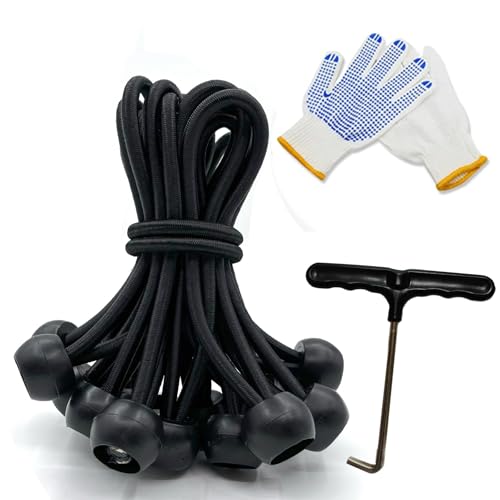 16PCS Mini Trampoline Bungee Cord Replacement 7 Inch Fitness Trampoline Ball Bungee Cords, with Spanning Tool