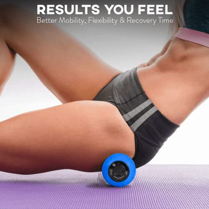 Vibrating Peanut Massage Ball - Deep Tissue Trigger Point Therapy, Myofascial Release - Handheld, Cordless - 4 Intensity Levels - Dual Lacrosse Ball Vibration Massager (Blue)