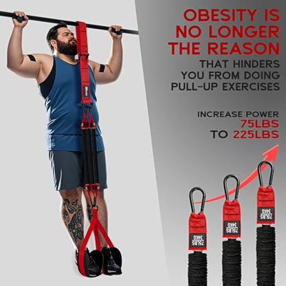 Pull Up Assistance Bands, Adjustable Heavy Duty Resistance Band for Pull Up, 3 Pull Up Bands, Comfortable Fabric Feet/Knee Rest, Assistance Bands for Pull-Up, Home Fitness, Body Stretching