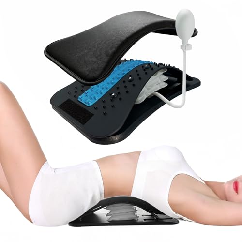 Back Stretcher, Adjustable Air Inflatable Lumbar Stretcher with Sponge Pad, Multi-Level Device for Lower Back Care, Traction & Massage, Herniated Disc & Sciatica Daily Support