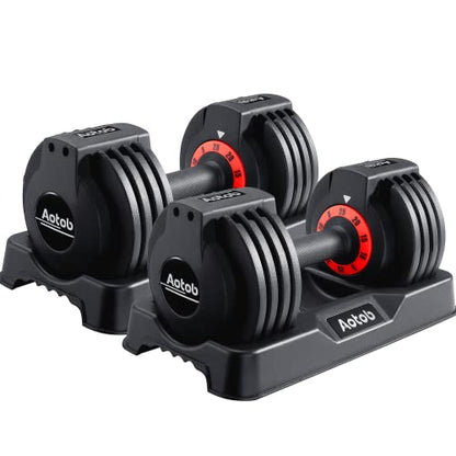 AOTOB Adjustable Dumbbell Set 25/55 Lbs (Pair) Set of 2 - color: 25lbs Black-Pair-Prime