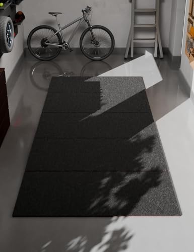 2 Pack Heavy Duty Oil Spill Mat, Garage Floor Mat, 63" x 31" Waterproof Rubber Backing Oil Absorbent Pads, 1/5" Thick Reusable Under Auto Repair Mat for Garage Floor Surface Protection-Black - size: 5' 3" x 2' 7" (2-Pack)