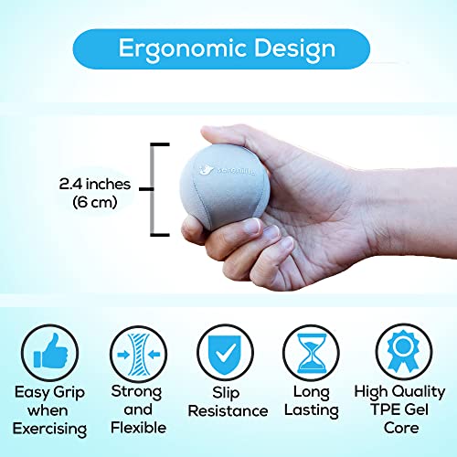 Serenilite Hand Therapy Exercise Stress Ball Bundle - Tri-Density Stress Balls for Adults & Grip Strengthening - color: Cloud, Sea Breeze, Titanium Holiday Set