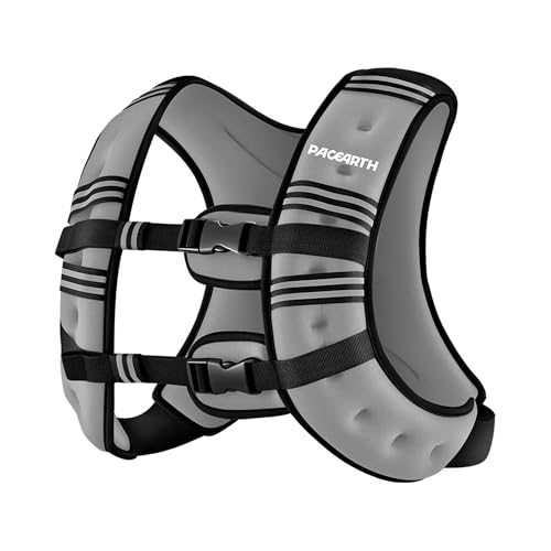 PACEARTH Weighted Vest,6lb/8lb/10lb/12lb/16lb/20lb/25lb/30lb Weight Vest with Reflective Stripe, Body Weight Vests for Women, Men, Weight Loss Workout, Strength Training, Running, Walking, Jogging - color: Grey, size: 12 LB