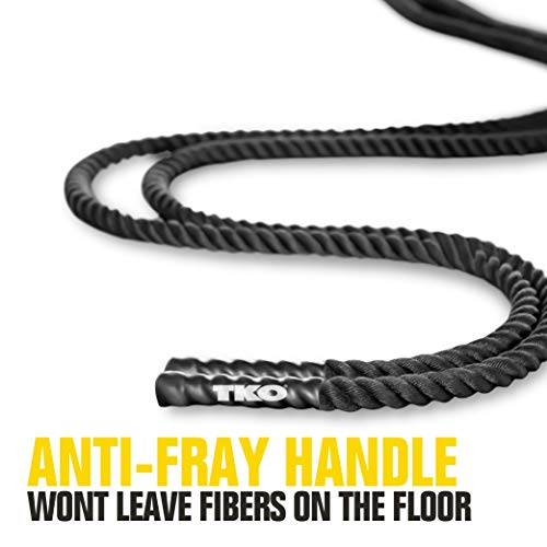 TKO Battle Rope for Strength Training, Cardio Workout, Cross Fit Training with Rubberized Easy Grip, Available in 18ft, 30ft, 40ft