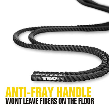 TKO Battle Rope for Strength Training, Cardio Workout, Cross Fit Training with Rubberized Easy Grip, Available in 18ft, 30ft, 40ft