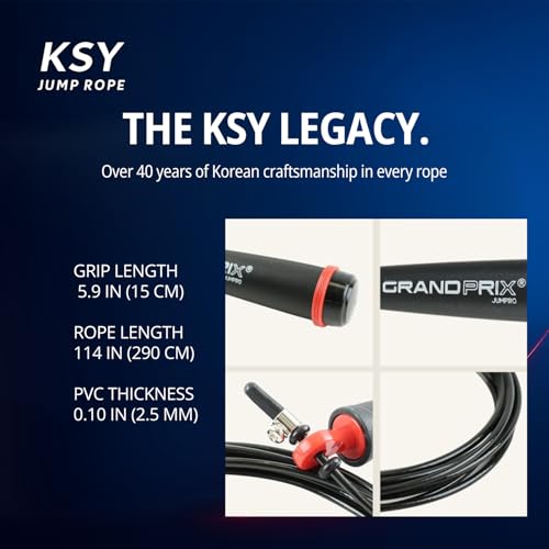 Jump Rope for Men and Women (Grand Prix Ultra Speed Series) – Adjustable Wire Rope for CrossFit, Boxing, and Fitness Training – Smooth, Fast, Tangle-Free Rotation (Made in Korea)