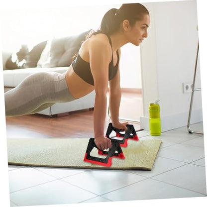 Pair of Push-up Bars for Strength Training Home Gym Exercise Floor Workouts Fitness Equipment (red)