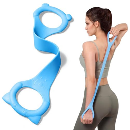 Figure 8 Fitness Resistance Band with Handles, Arm & Back Training Elastic Rope for Pure Barre Workout, Chest, Shoulder Stretching Exercise Equipment for Yoga, Pilates & Physical Therapy. - color: Blue